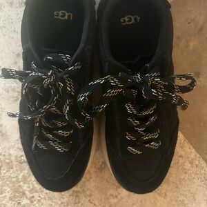 UGG Black Platform Sneakers with Unique Laces